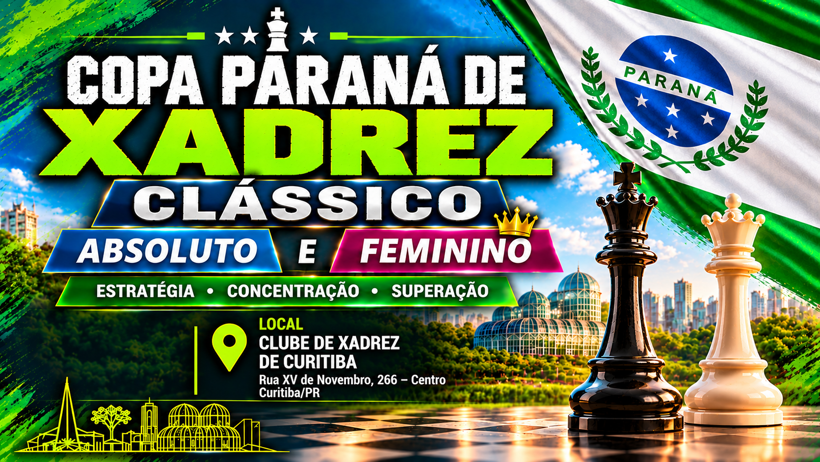 Banner do torneio COPA PARANA DE XADREZ CLASSICO FEMININO 2026 31-10-2026 A 02-11-2026